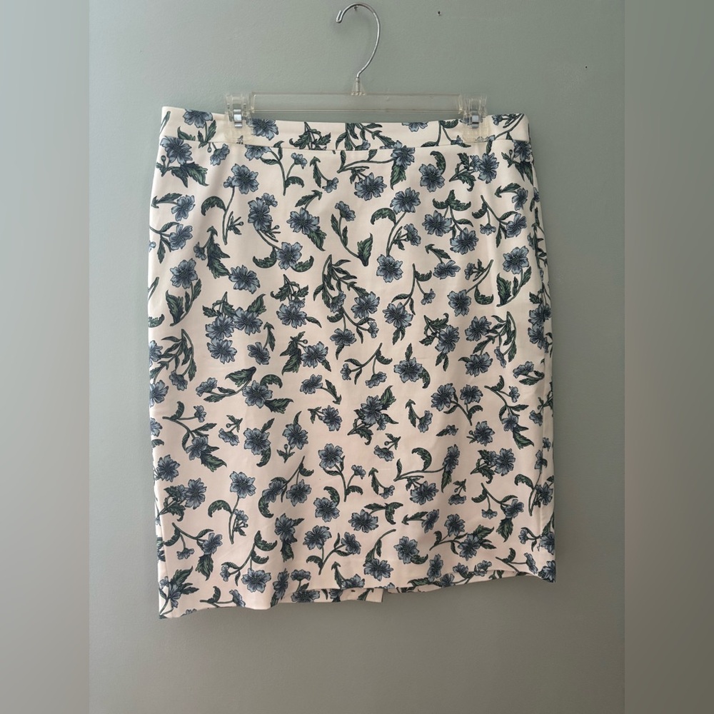 NWT J. Crew Blue Floral Pencil Skirt
